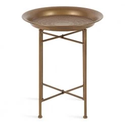 Mahdavi 16.50 in. Gold Round Metal End Table by Kate and Laurel -Sealy Sales Store gold kate and laurel end side tables 215294 4f 1000