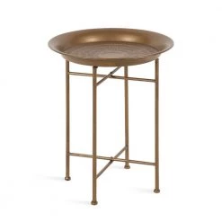 Mahdavi 16.50 in. Gold Round Metal End Table by Kate and Laurel