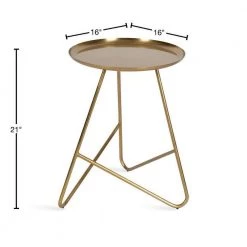 Birgit 16 in. Gold Round Metal End Table by Kate and Laurel -Sealy Sales Store gold kate and laurel end side tables 219222 40 1000