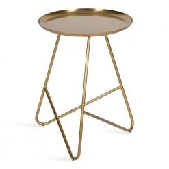 Birgit 16 in. Gold Round Metal End Table by Kate and Laurel