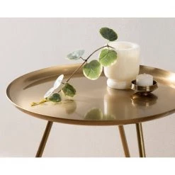 Birgit 16 in. Gold Round Metal End Table by Kate and Laurel -Sealy Sales Store gold kate and laurel end side tables 219222 76 1000