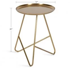 Birgit 16 in. Gold Round Metal End Table by Kate and Laurel -Sealy Sales Store gold kate and laurel end side tables 219222 c3 1000