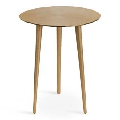 Sancia 15.37 in. Gold Round Metal End Table by Kate and Laurel