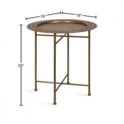 Razza 19 in. Gold Round Metal End Table by Kate and Laurel -Sealy Sales Store gold kate and laurel end side tables 219323 40 1000