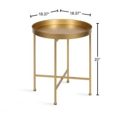 Celia 18.37 in. Gold Round Metal End Table by Kate and Laurel -Sealy Sales Store gold kate and laurel end side tables 219941 40 1000