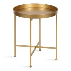 Celia 18.37 in. Gold Round Metal End Table by Kate and Laurel