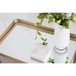 Celia 18 in. Gold Rectangle Glass End Table by Kate and Laurel -Sealy Sales Store gold kate and laurel end side tables 219955 76 1000