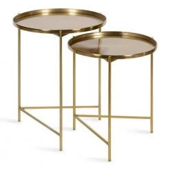 Ulani 18.50 in. Gold Round Metal End Table by Kate and Laurel