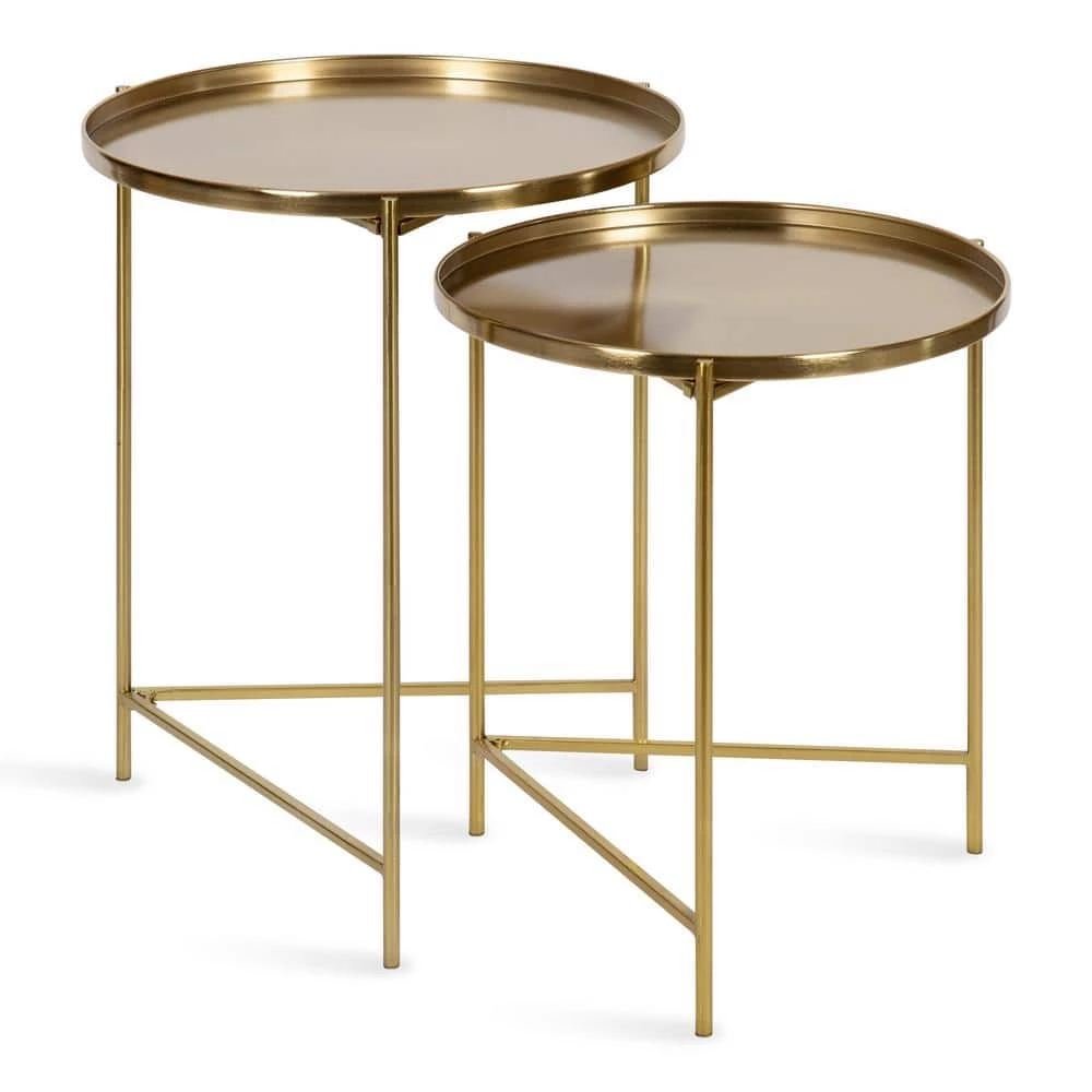 Ulani 18.50 in. Gold Round Metal End Table by Kate and Laurel 3 Ulani 18.50 in. Gold Round Metal End Table by Kate and Laurel