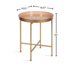 Celia 18.37 in. Gold Round Metal End Table by Kate and Laurel -Sealy Sales Store gold pink kate and laurel end side tables 219939 40 1000