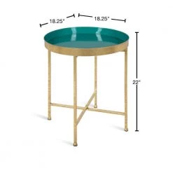 Celia 18.25 in. Gold Round Metal End Table by Kate and Laurel -Sealy Sales Store gold teal kate and laurel end side tables 214607 40 1000