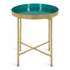 Celia 18.25 in. Gold Round Metal End Table by Kate and Laurel -Sealy Sales Store gold teal kate and laurel end side tables 214607 4f 1000