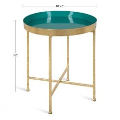 Celia 18.25 in. Gold Round Metal End Table by Kate and Laurel -Sealy Sales Store gold teal kate and laurel end side tables 214607 c3 1000