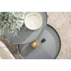 Ulani 18.50 in. Gray Round Metal End Table with 2-Pieces by Kate and Laurel -Sealy Sales Store gray gold kate and laurel end side tables 220818 76 1000