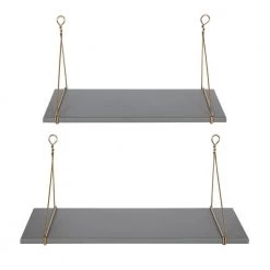 Vista 24 in. x 10 in. x 10 in. Gray/Gold Decorative Wall Shelf Set by Kate and Laurel -Sealy Sales Store gray kate and laurel end side tables 213968 4f 1000