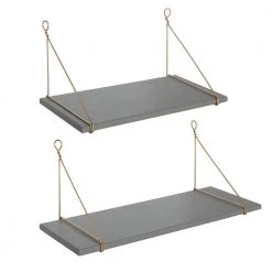 Vista 24 in. x 10 in. x 10 in. Gray/Gold Decorative Wall Shelf Set by Kate and Laurel