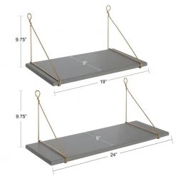 Vista 24 in. x 10 in. x 10 in. Gray/Gold Decorative Wall Shelf Set by Kate and Laurel -Sealy Sales Store gray kate and laurel end side tables 213968 c3 1000