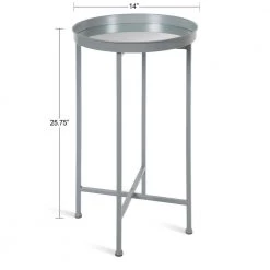 Celia 13.75 in. Gray Round Glass End Table by Kate and Laurel -Sealy Sales Store gray kate and laurel end side tables 214491 c3 1000