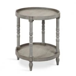 Bellport 20 in. Gray Round MDF Top End Table by Kate and Laurel