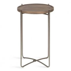 Vale 15.50 in. Gray Round Wood End Table by Kate and Laurel -Sealy Sales Store gray kate and laurel end side tables 219302 4f 1000