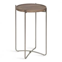 Vale 15.50 in. Gray Round Wood End Table by Kate and Laurel