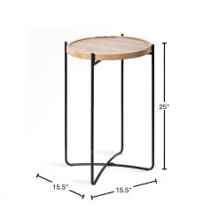 Vale 15.50 in. Natural Round Wood End Table by Kate and Laurel -Sealy Sales Store natural black kate and laurel end side tables 219301 40 1000