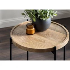 Vale 15.50 in. Natural Round Wood End Table by Kate and Laurel -Sealy Sales Store natural black kate and laurel end side tables 219301 76 1000