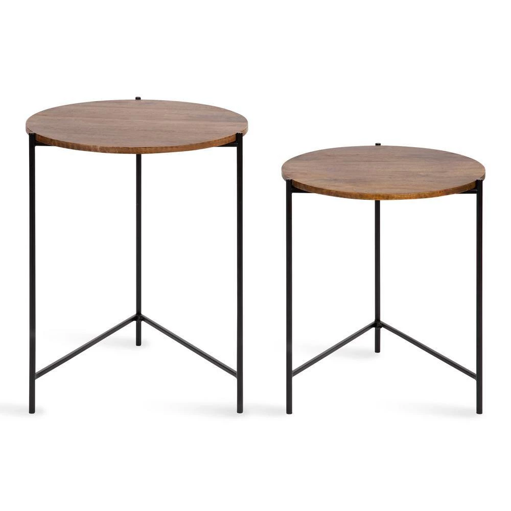 Ulani 18.50 in. Natural Round Wood End Table with 2-Pieces by Kate and Laurel 7 Ulani 18.50 in. Natural Round Wood End Table with 2-Pieces by Kate and Laurel - Image 5