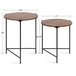 Ulani 18.50 in. Natural Round Wood End Table with 2-Pieces by Kate and Laurel 12 Ulani 18.50 in. Natural Round Wood End Table with 2-Pieces by Kate and Laurel -Sealy Sales Store natural black kate and laurel end side tables 220821 c3 1000