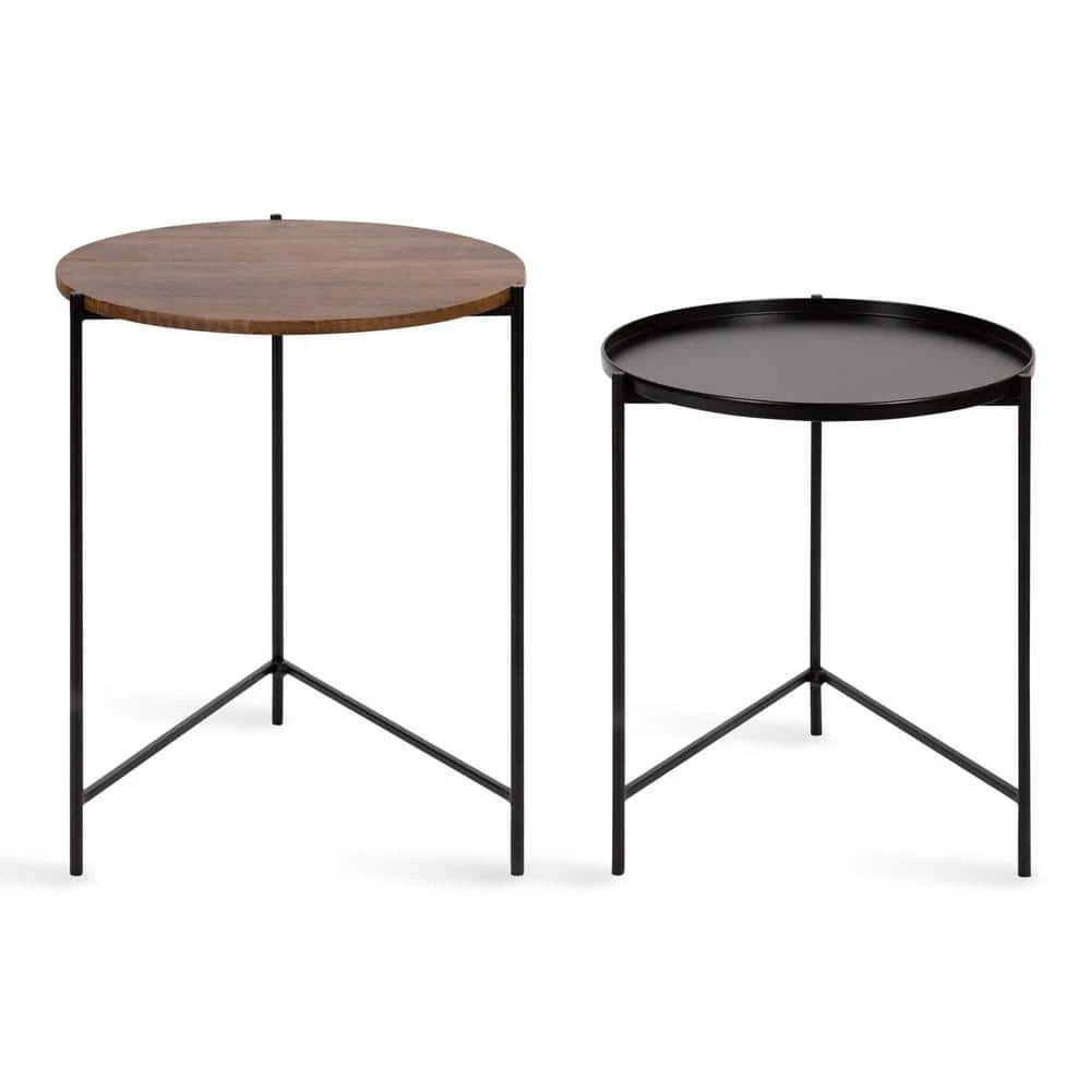 Ulani 18.50 in. Natural Round Wood End Table with 2-Pieces by Kate and Laurel 7 Ulani 18.50 in. Natural Round Wood End Table with 2-Pieces by Kate and Laurel - Image 5