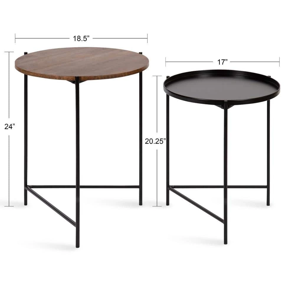 Ulani 18.50 in. Natural Round Wood End Table with 2-Pieces by Kate and Laurel 6 Ulani 18.50 in. Natural Round Wood End Table with 2-Pieces by Kate and Laurel - Image 4