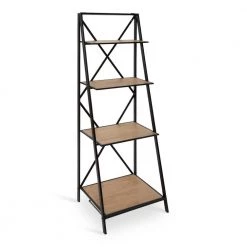 Lockridge 18 in. x 57 in. x 16 in. Natural Wood and Black Decorative Freestanding Shelf by Kate and Laurel