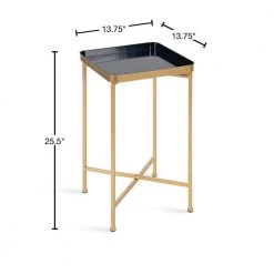 Celia 13.75 in. Navy Blue Square Metal End Table by Kate and Laurel -Sealy Sales Store navy blue gold kate and laurel end side tables 219957 40 1000