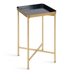 Celia 13.75 in. Navy Blue Square Metal End Table by Kate and Laurel