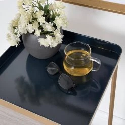 Celia 13.75 in. Navy Blue Square Metal End Table by Kate and Laurel -Sealy Sales Store navy blue gold kate and laurel end side tables 219957 76 1000