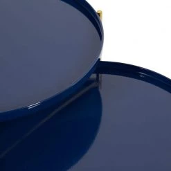 Ulani 18.50 in. Navy Blue Round Metal End Table with 2-Pieces by Kate and Laurel -Sealy Sales Store navy blue gold kate and laurel end side tables 220819 fa 1000