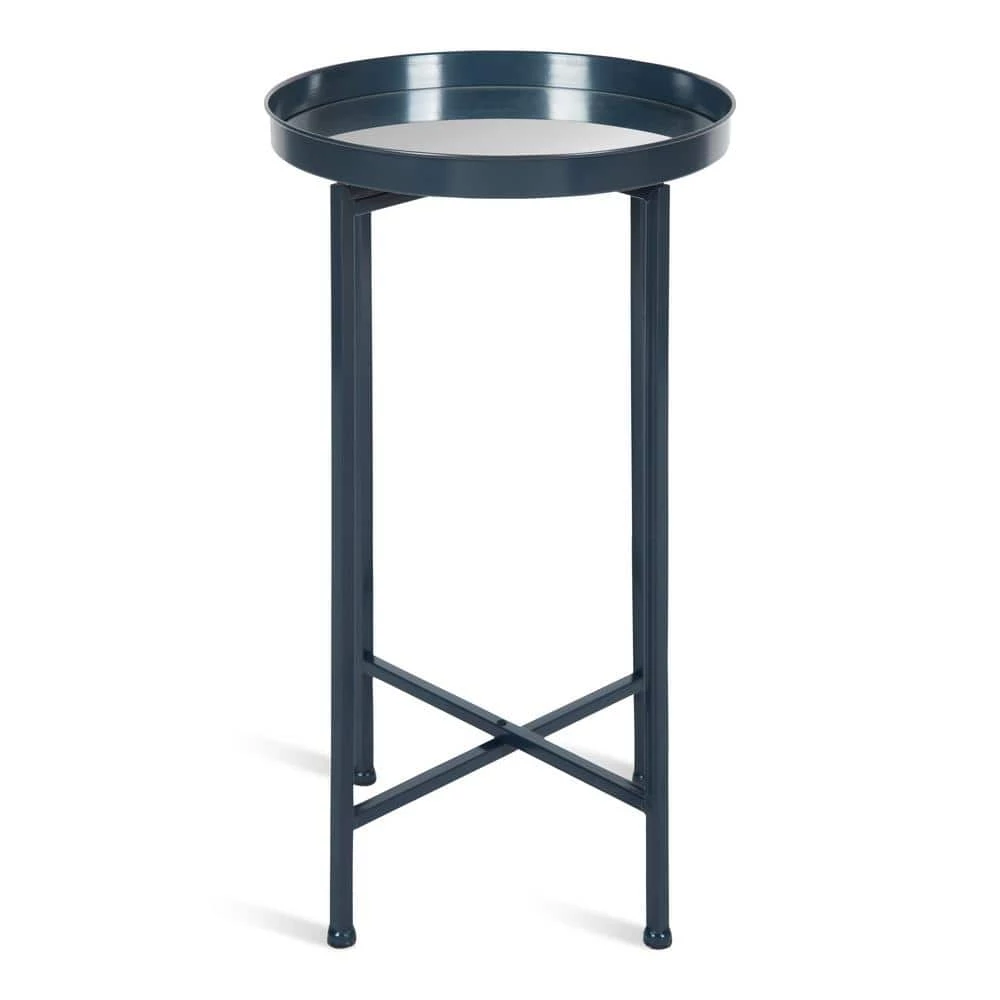 Celia 13.75 in. Navy Blue Round Glass End Table by Kate and Laurel 7 Celia 13.75 in. Navy Blue Round Glass End Table by Kate and Laurel - Image 5
