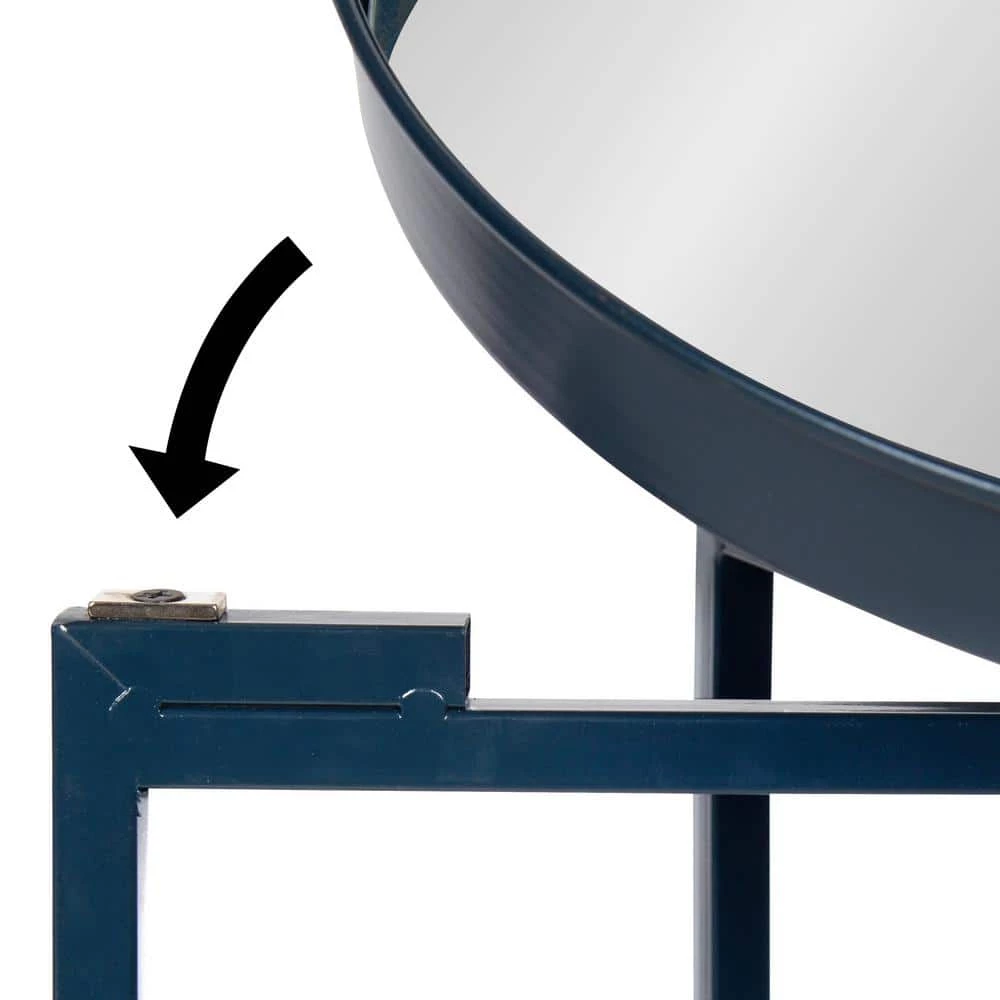 Celia 13.75 in. Navy Blue Round Glass End Table by Kate and Laurel 5 Celia 13.75 in. Navy Blue Round Glass End Table by Kate and Laurel - Image 3