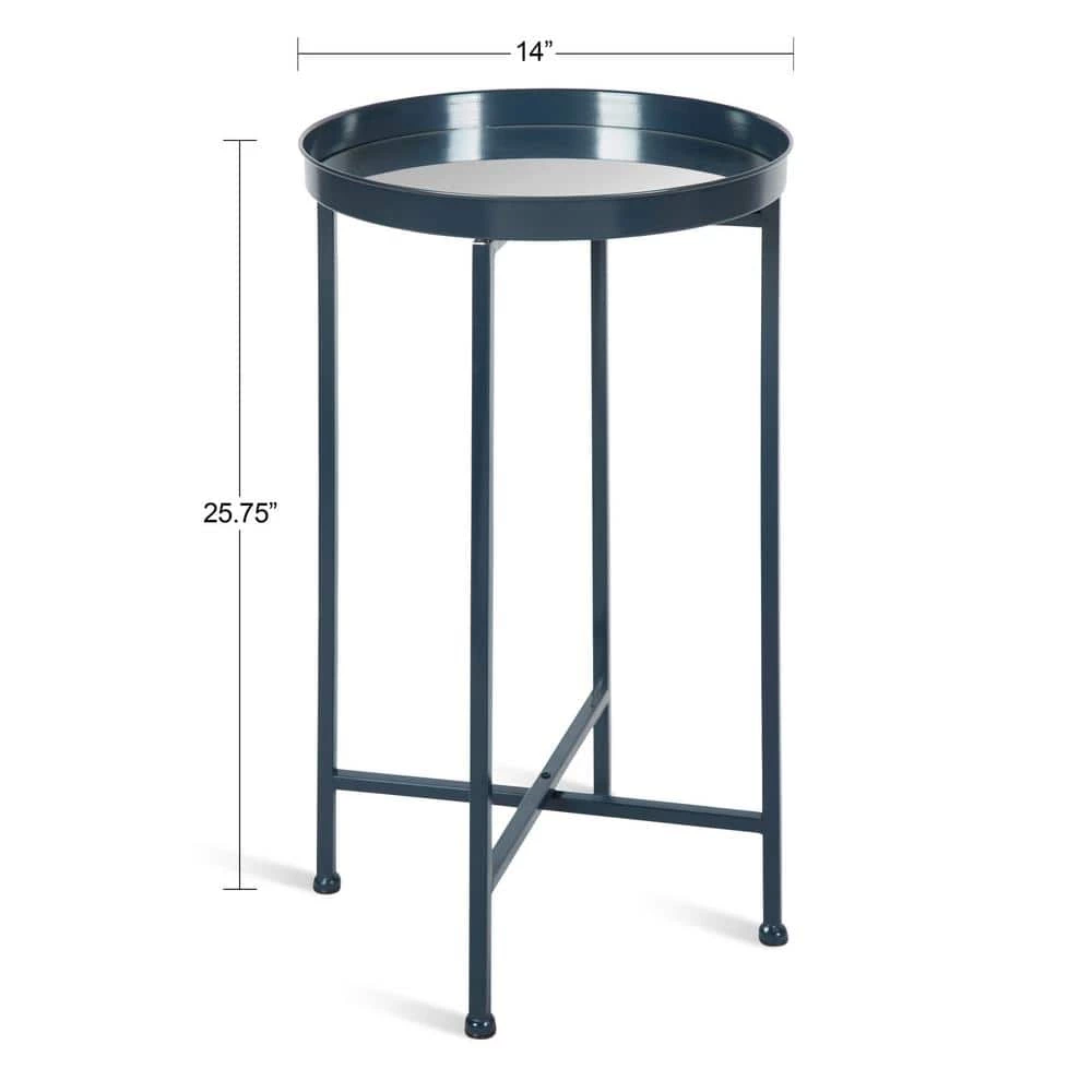 Celia 13.75 in. Navy Blue Round Glass End Table by Kate and Laurel 6 Celia 13.75 in. Navy Blue Round Glass End Table by Kate and Laurel - Image 4