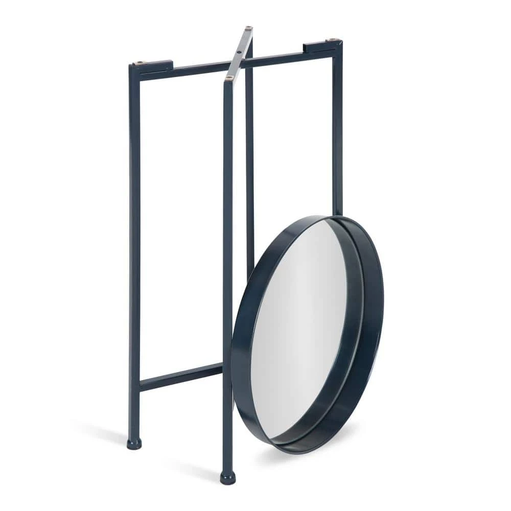 Celia 13.75 in. Navy Blue Round Glass End Table by Kate and Laurel 4 Celia 13.75 in. Navy Blue Round Glass End Table by Kate and Laurel - Image 2