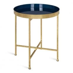 Celia 18.25 in. Navy Blue Round Metal End Table by Kate and Laurel