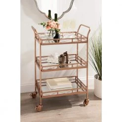 Ketia Rose Gold Bar Cart by Kate and Laurel