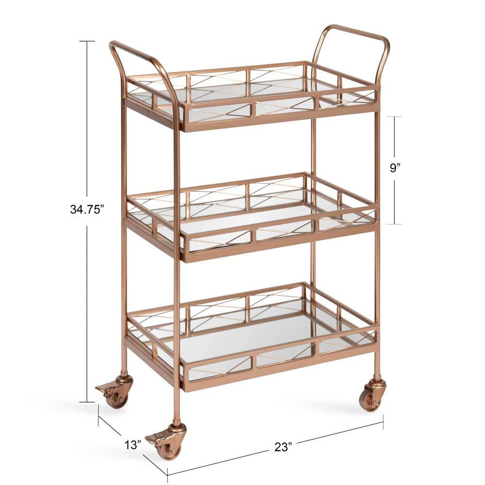 Ketia Rose Gold Bar Cart by Kate and Laurel 6 Ketia Rose Gold Bar Cart by Kate and Laurel - Image 4