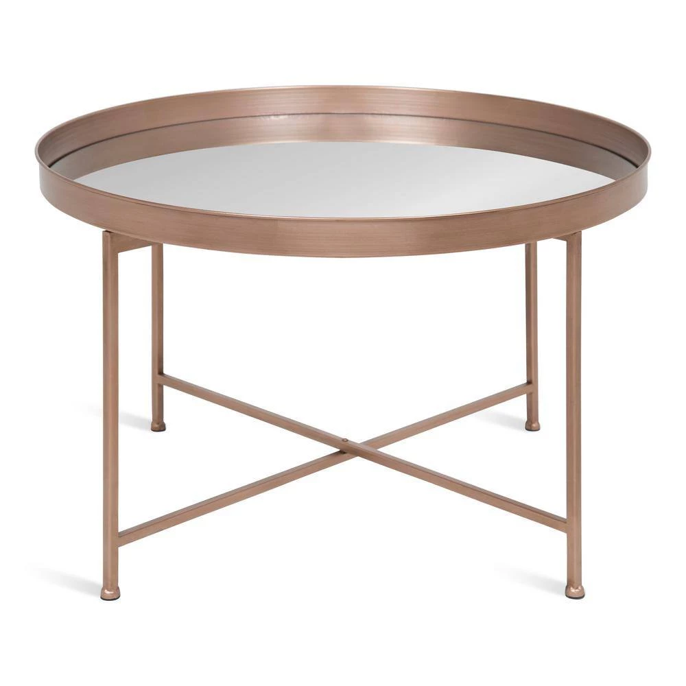 Celia Rose Gold 18.89 in. Round Glass (Mirror) Coffee Table by Kate and Laurel 7 Celia Rose Gold 18.89 in. Round Glass (Mirror) Coffee Table by Kate and Laurel - Image 5