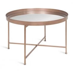 Celia Rose Gold 18.89 in. Round Glass (Mirror) Coffee Table by Kate and Laurel
