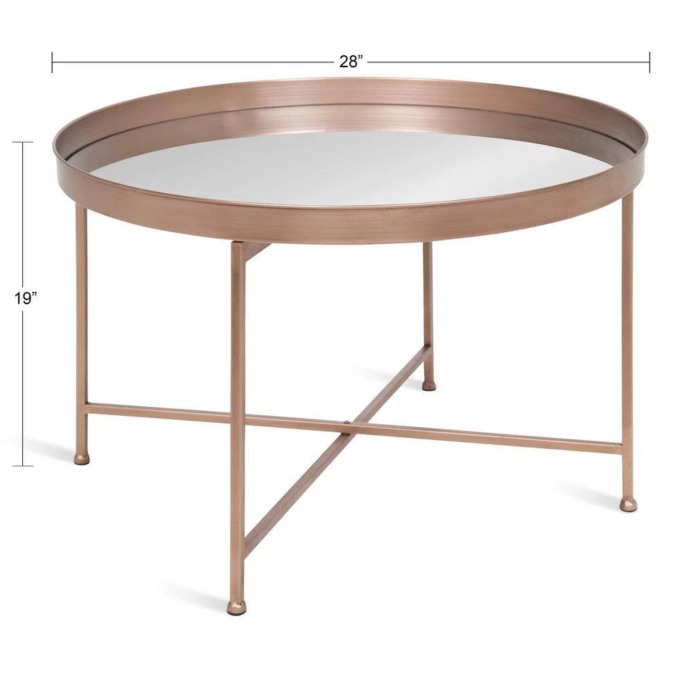 Celia Rose Gold 18.89 in. Round Glass (Mirror) Coffee Table by Kate and Laurel 6 Celia Rose Gold 18.89 in. Round Glass (Mirror) Coffee Table by Kate and Laurel - Image 4