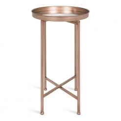 Celia 13.75 in. Rose Gold Round Glass End Table by Kate and Laurel -Sealy Sales Store rose gold kate and laurel end side tables 214492 4f 1000