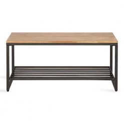 Samuels Rustic Brown Bench with Storage Shelf 20 in. x 42 in. x 14 in. by Kate and Laurel -Sealy Sales Store rustic brown black kate and laurel dining benches 221138 4f 1000