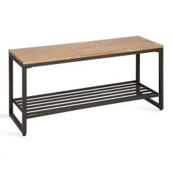 Samuels Rustic Brown Bench with Storage Shelf 20 in. x 42 in. x 14 in. by Kate and Laurel