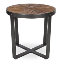 Gerhardt 18.75 in. Rustic Brown Round Wood End Table by Kate and Laurel -Sealy Sales Store rustic brown black kate and laurel end side tables 219320 4f 1000